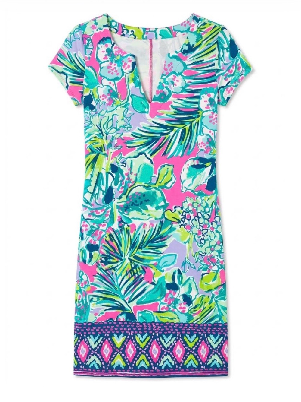 Lilly Pulitzer “Early Bloomer” Teal & Green Tropical Cap Sleeve  Dress